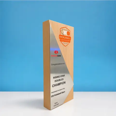 Kỷ niệm chương gỗ mix kim loại